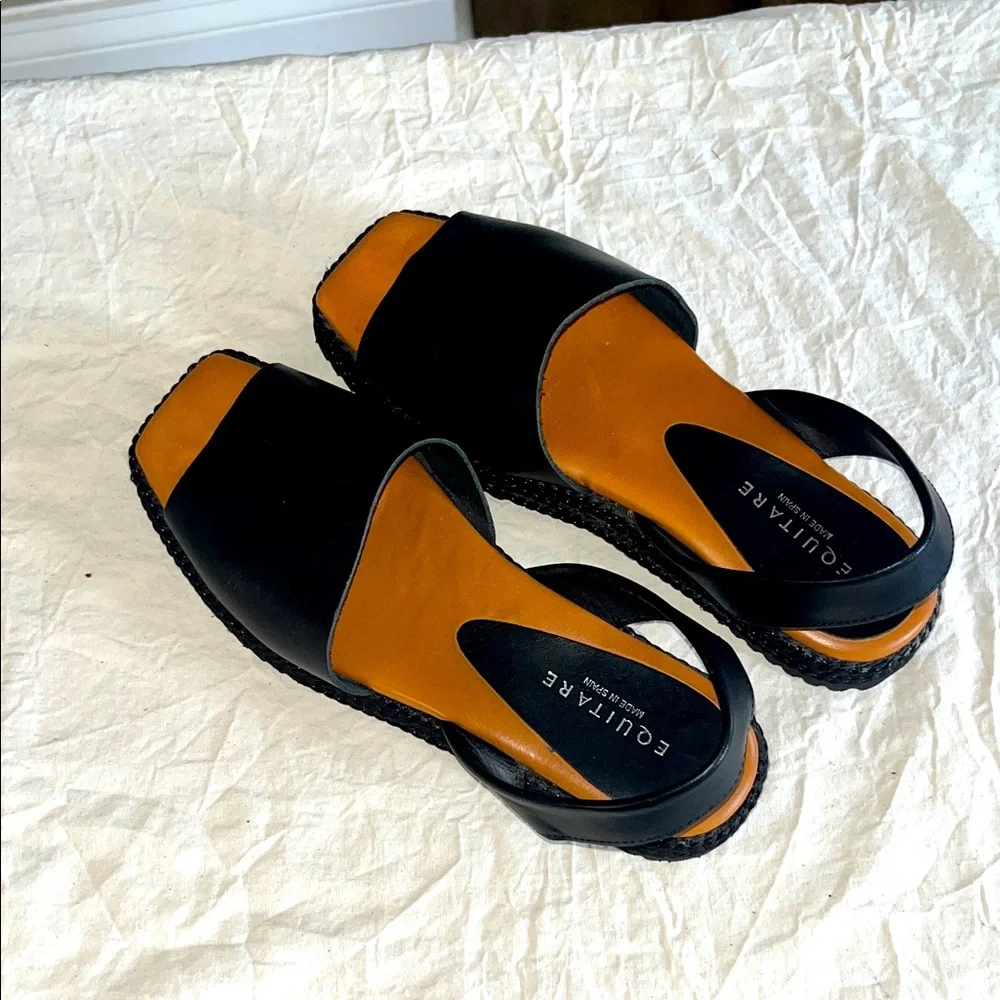 Equitare Black Leather Sandals 38